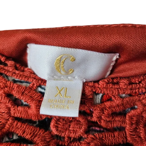 CC Orange Crochet Mandala Medallion Print Boho Festival Sleeveless Maxi Dress XL - Picture 3 of 10